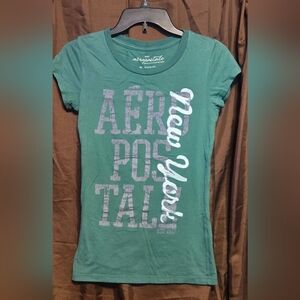 💚 Aeropostale AERO New York Graphic Tee – Women’s Medium – Y2K 2000s Fitted Top